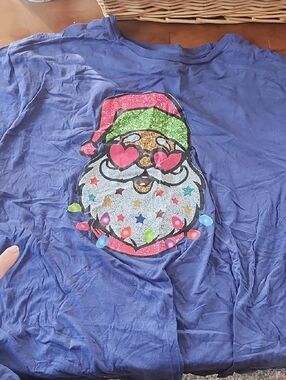 Gildan Distressed Blue Softstyle Graphic Tee- Santa